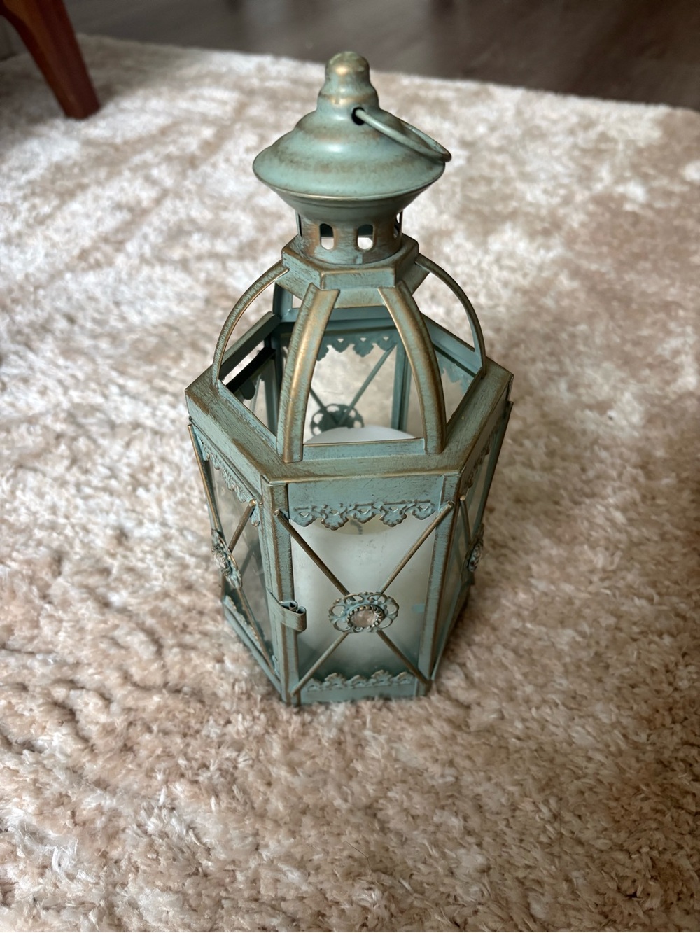 Decorative Turquoise Metal Lantern